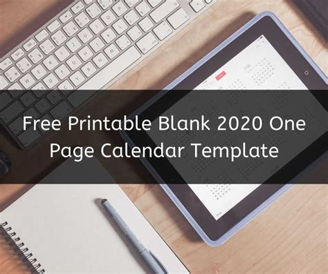 Free Printable Blank 2020 One Page Calendar Template