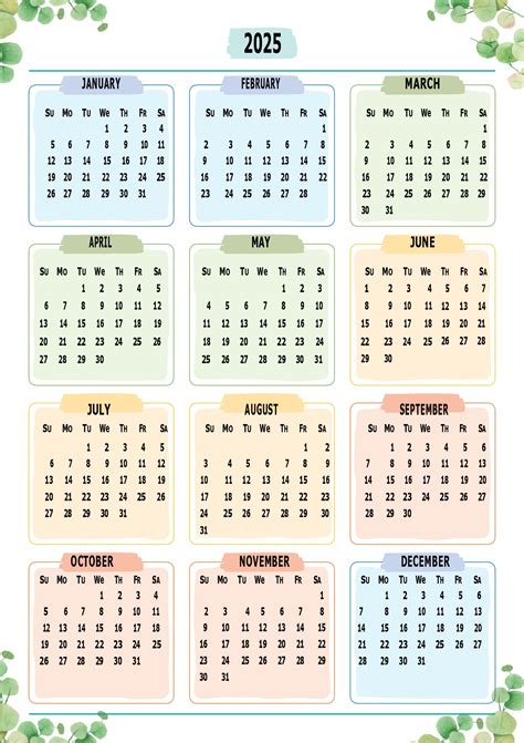 2025 Printable Calendar Single Page - Ruth Willis