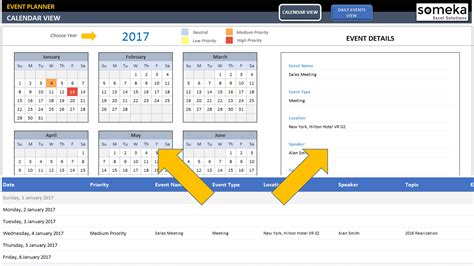 Event Calendar Excel Template | 2025 Calendar and Scheduler