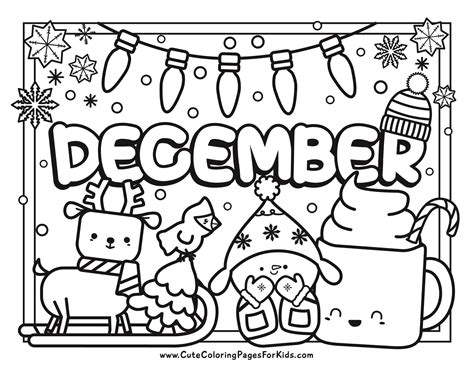 December Coloring Pages: 4 Free Printable Coloring Sheets - Cute ...