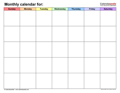 Blank Monthly Calendar Pdf - Andy Maegan
