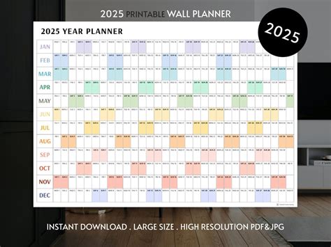 Giant 2025 Wall Calendar, 2025 Wall Planner, Annual Planner, Yearly ...