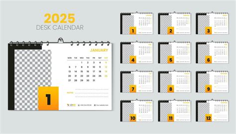 Desk calendar 2025 planner and corporate design template set, Annual ...