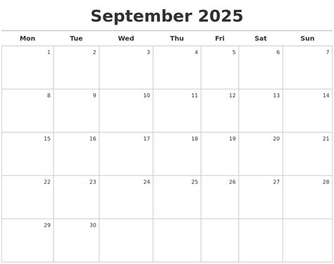 Calendar 2025 September Printable - Charles E. Stobie