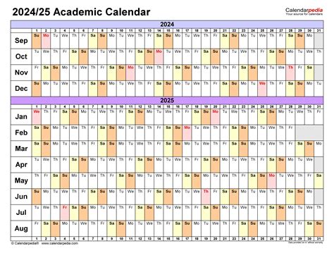 Academic Calendars 2024 2025 Free Printable PDF Templates - 2024 ...