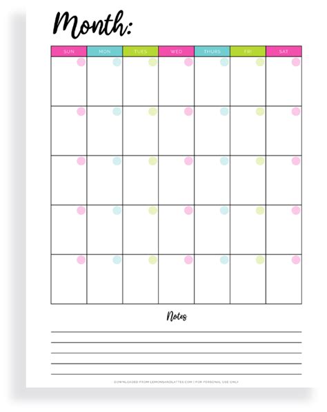 Printable Blank Calendars