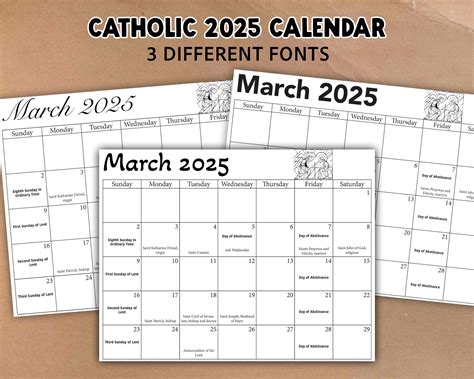 Printable 2025 Catholic Calendar | Liturgical Calendar | Downloadable ...