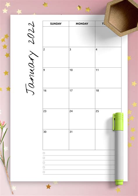 2024 Printable Monthly Calendar With Notes - 2024 CALENDAR PRINTABLE
