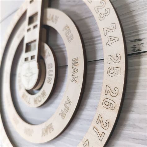 Wooden Wall Calendar Circular Rotating Living Room... – Grandado