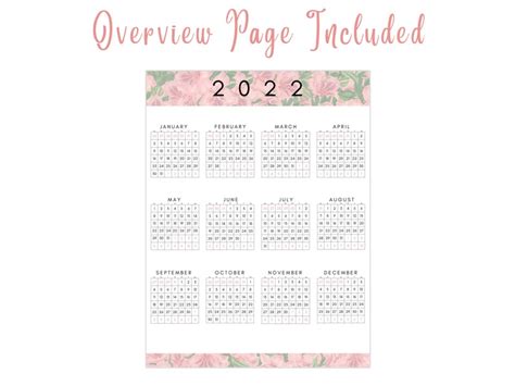 Printable 2022 Calendar, PDF, Instant Download, Direct Download ...