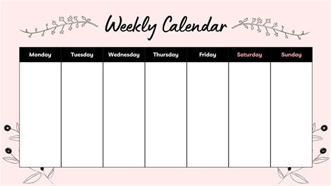 Printable Blank One Week Calendar