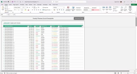 Yearly Planner Excel Template, Yearly Task Tracker Excel Template ...