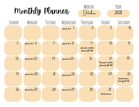 Monthly Planner, Calendar, Monthly Calendar, Printable Calendar ...