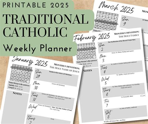 Printable 2025 Traditional Catholic Weekly Planner | Liturgical ...