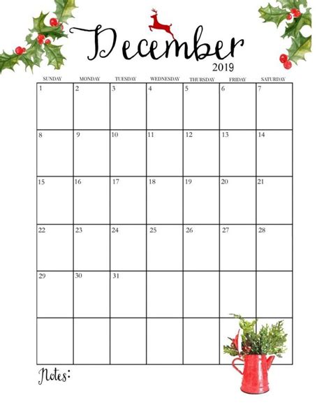 Cute Workout Calendar Template