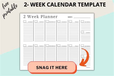 Two Week Calendar Template - Free Printable Weekly Planner ⋆ Love Our ...
