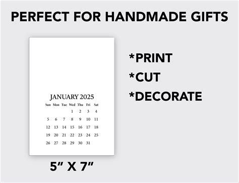 Printable BLANK DIY Calendar 2025 / Printable Mini Desk Calendar for ...
