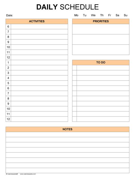 Free Daily Schedules in PDF Format - 30+ Templates