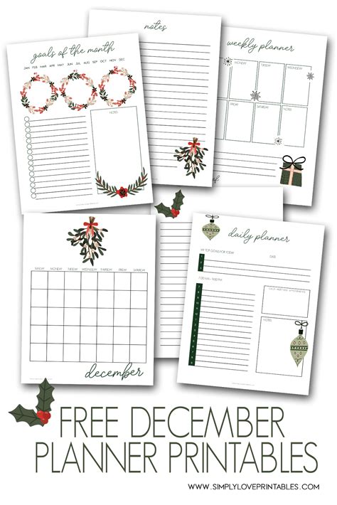 Free December Planner Printables - Simply Love Printables | Rainbow ...