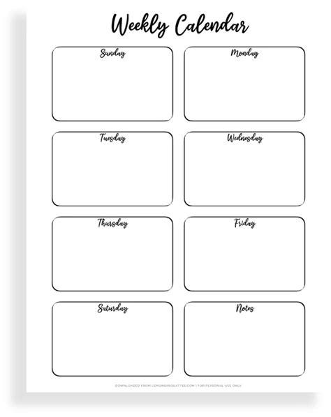 22 Free Blank Weekly Calendar Printables
