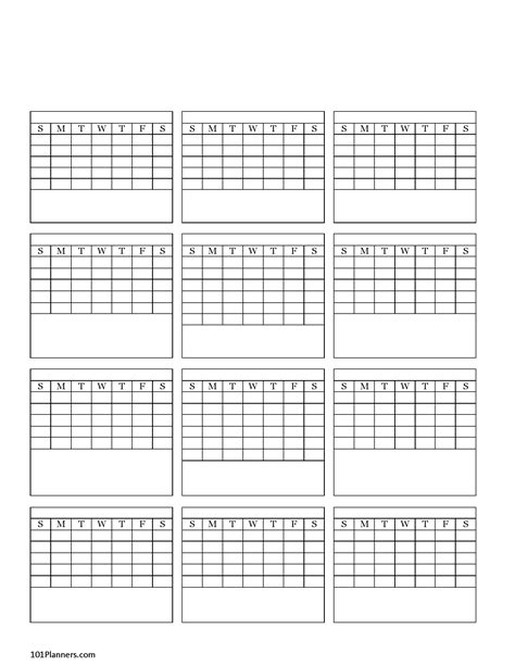 Printable Calendar No Dates Free Yearly Blank Calendar Template Images