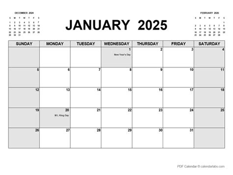 2025 Printable Calendar PDF - Free Printable Templates