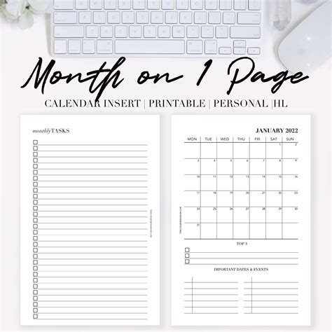 Calendar 2022 Printable One Page