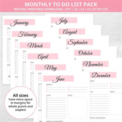 Monthly to Do List, Monthly to Do, to Do List, to Do List Planner, to ...