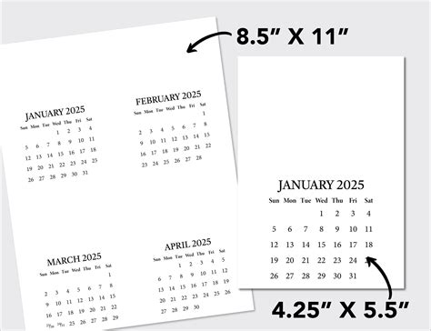 Printable BLANK DIY Calendar 2025 / Printable Mini Desk Calendar for ...