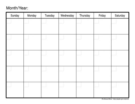 1 Month Calendar Printable Blank – Calendar Template 2022