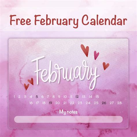 Free Blank Calendar February – MasterBundles