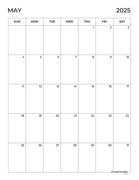 May 2025 Calendars - Free Printable & Fillable