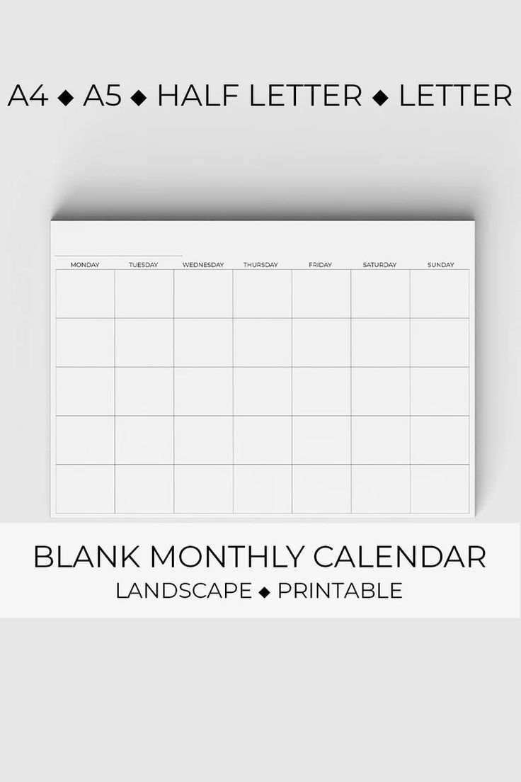 Monthly Planner Printable Blank Monthly Calendar Printable | Etsy UK ...