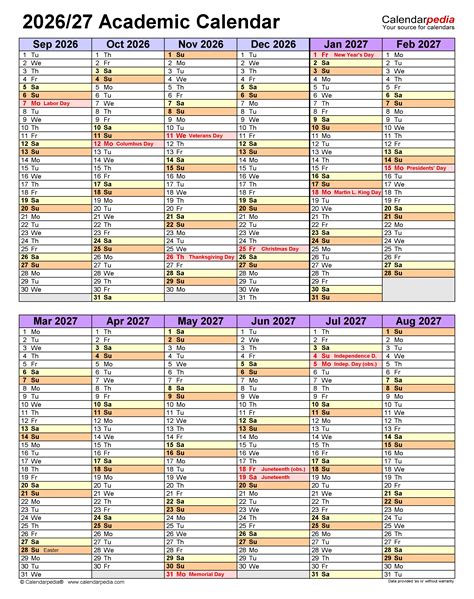 Academic Calendars 2026/2027 - Free Printable PDF templates