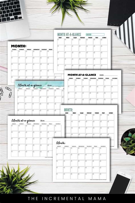 Free Blank Monthly Calendar Template PDF - The Incremental Mama