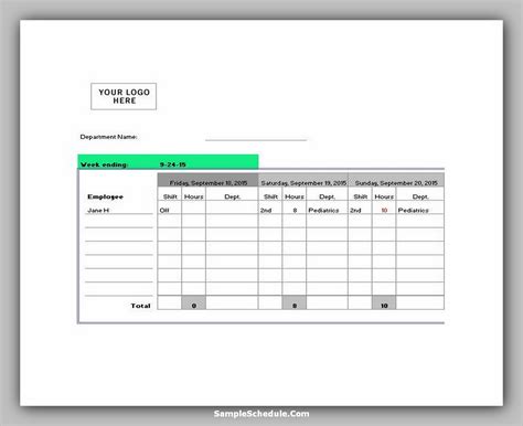 9+ Nurse Schedule Template & Example