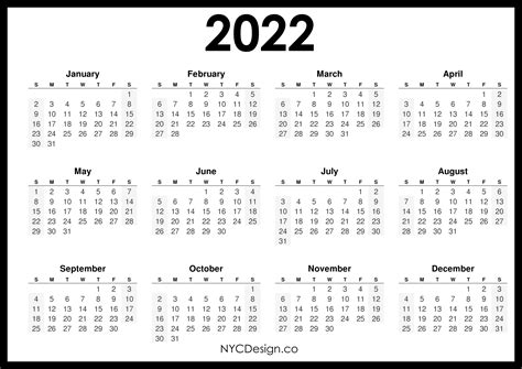 2022 calendar printable monthly - osepen