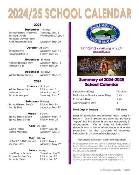 School Calendar 2024-2025 – North Island Secondary School