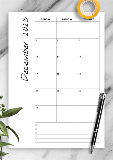 Download Printable Monthly calendar with notes PDF