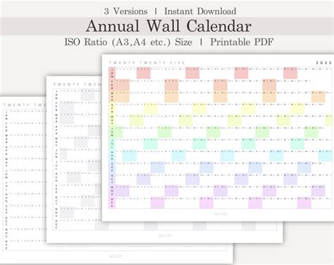 Printable 2025 Wall Calendar Landscape, 2025 Annual Planner, Digital ...
