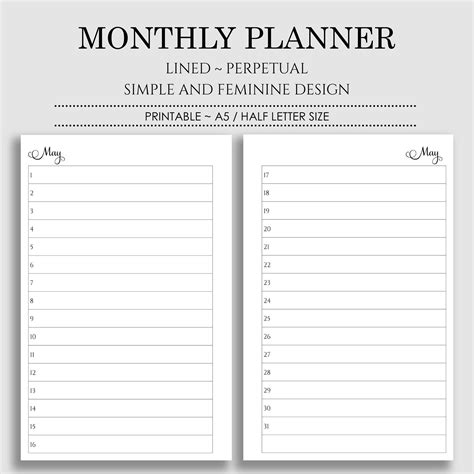 Calendar with Lines Printable - Calendar Templates