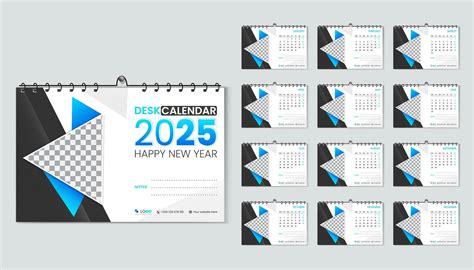 Desk calendar 2025 planner and corporate design template set, Annual ...