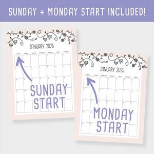Printable 2025 Calendar - Etsy