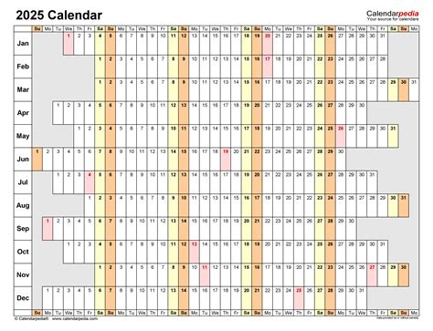 2025 Calendar - Free Printable Excel Templates | Calendarpedia