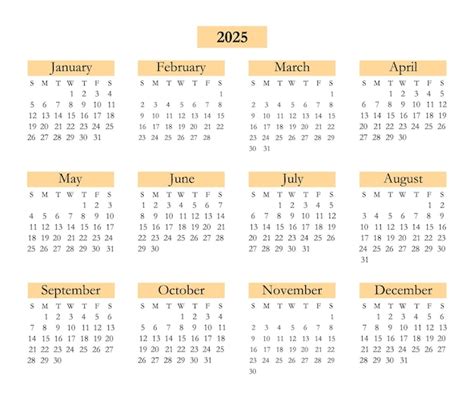 Premium Vector | Simple calendar 2025