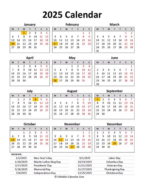 Calendar 2025 With Holidays Usa - Charyl Natalee