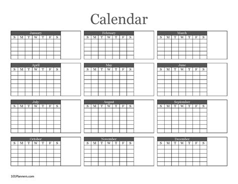 10 Year Calendar Template