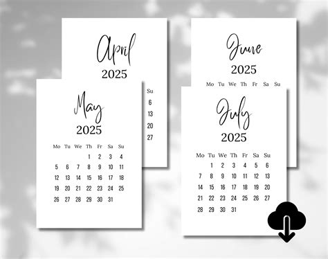 2025 Calendar Printable A5 Simple Mini Monthly Calendar 2025 Minimalist ...