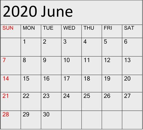 Printable June 2020 Calendar Free Download - Latest Printable Calendar ...