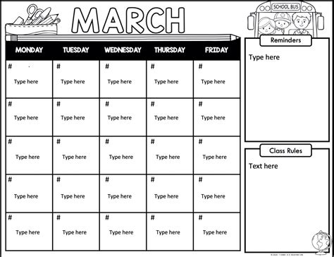 Free Editable Monthly Class Calendars - A Kinderteacher Life